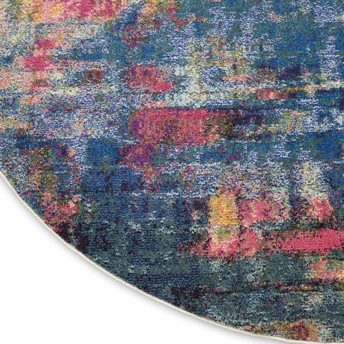 2' X 6' Blue And Yellow Abstract Power Loom Non Skid Area Rug